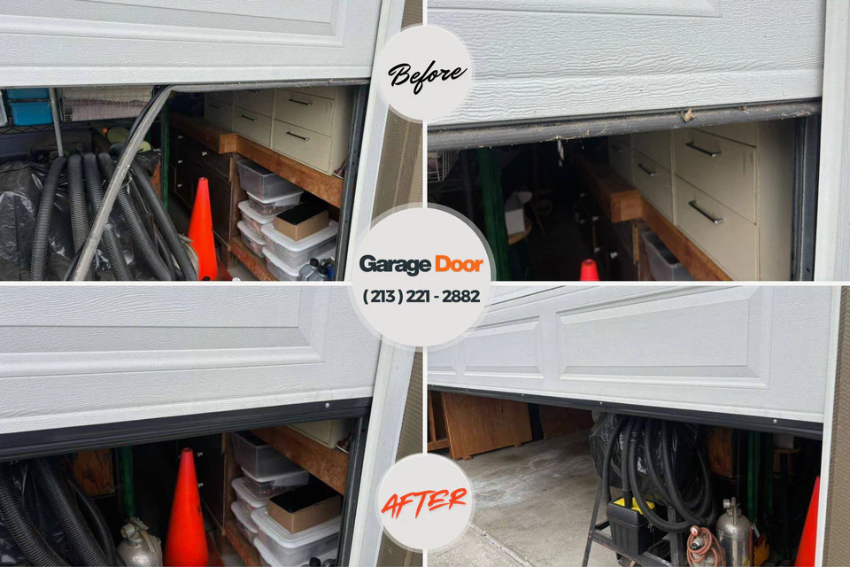 Before and after: garage door repair Preble County